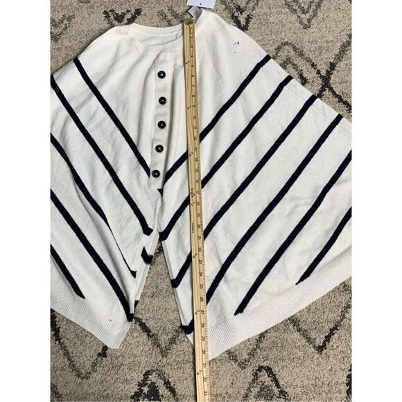 NEW WITH TAGS NWT Womens J.Jill sweater poncho white with navy stripes. One Size - Picture 8 of 8